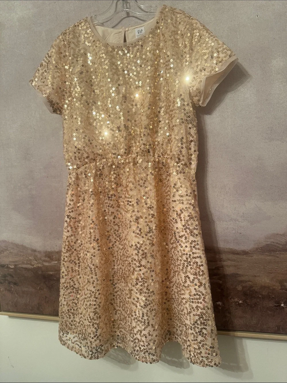 GAP Girls Gold Sequin A-Line Dress